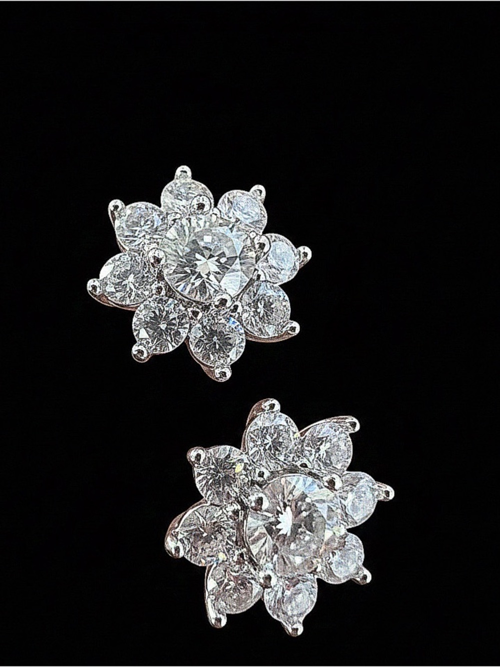 0.5CT LAB CREATED MOISSANITE STERLING SILVER FLOWER STUD EARRINGS